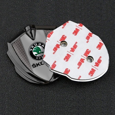 Skoda Emblem Fender Badge Graphite Grey Carbon Dark Logo Edition