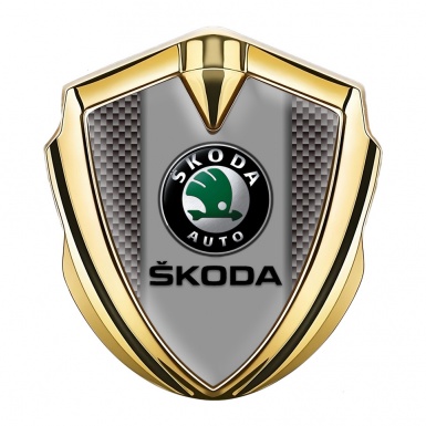 Skoda Emblem Fender Badge Gold Grey Carbon Dark Logo Edition