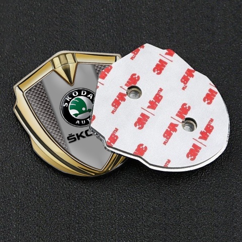 Skoda Emblem Fender Badge Gold Grey Carbon Dark Logo Edition