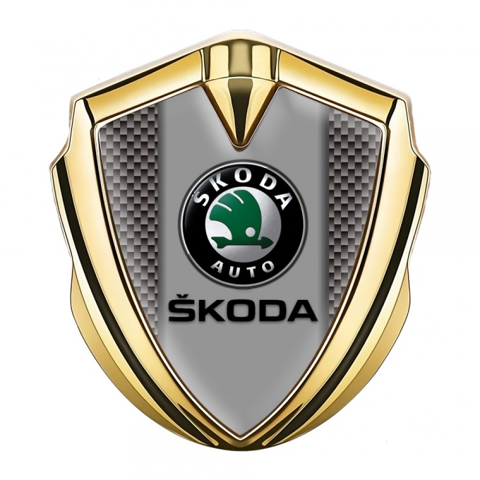 Skoda Emblem Fender Badge Gold Grey Carbon Dark Logo Edition