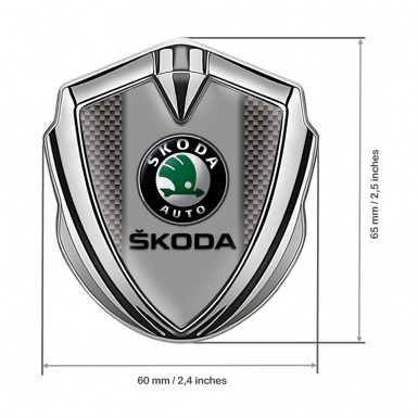Skoda Emblem Fender Badge Silver Grey Carbon Dark Logo Edition