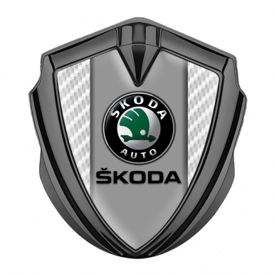 Skoda Fender Emblem Badge Graphite White Carbon Dark Logo Design