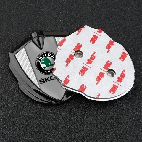 Skoda Fender Emblem Badge Graphite White Carbon Dark Logo Design