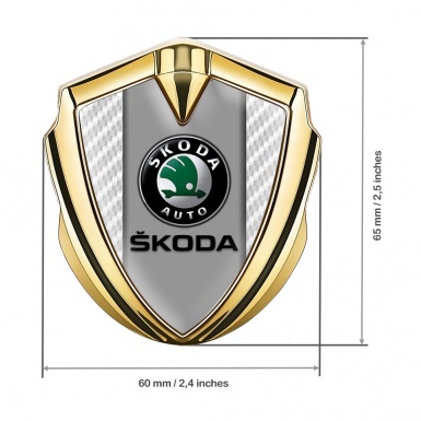 Skoda Fender Emblem Badge Gold White Carbon Dark Logo Design
