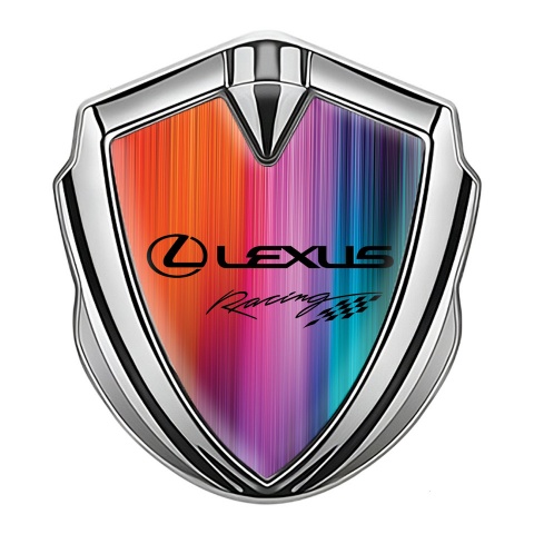Lexus Metal Emblem Badge Silver Multicolor Print Racing Logo Design