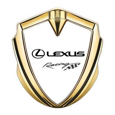 Lexus 3d Emblem Badge Gold White Print Racing Logo Design