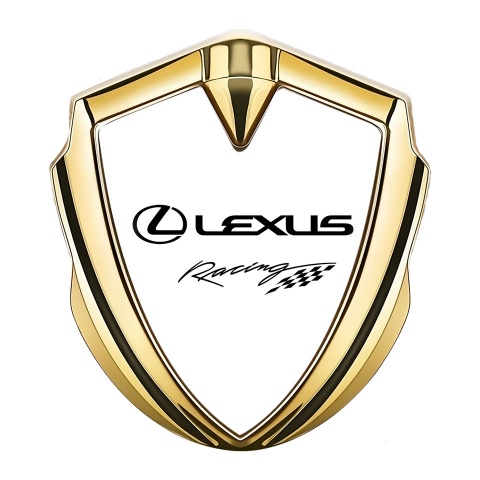 Lexus 3d Emblem Badge Gold White Print Racing Logo Design