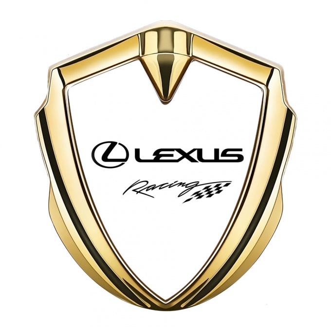 Lexus 3d Emblem Badge Gold White Print Racing Logo Design