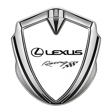 Lexus 3d Emblem Badge Silver White Print Racing Logo Design