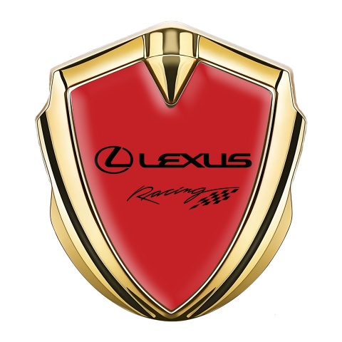 Lexus Silicon Emblem Badge Gold Crimson Print Racing Logo Design