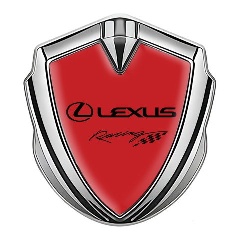 Lexus Silicon Emblem Badge Silver Crimson Print Racing Logo Design