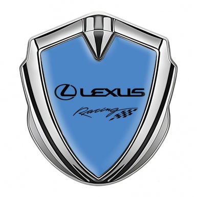 Lexus Bodyside Emblem Self Adhesive Silver Glacial Blue Racing Logo