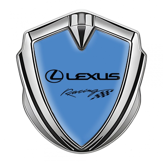 Lexus Bodyside Emblem Self Adhesive Silver Glacial Blue Racing Logo