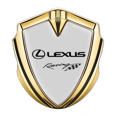 Lexus Metal Domed Emblem Gold Moon Grey Racing Logo Edition