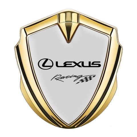 Lexus Metal Domed Emblem Gold Moon Grey Racing Logo Edition