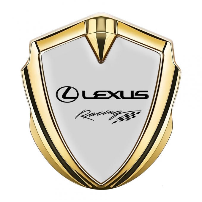 Lexus Metal Domed Emblem Gold Moon Grey Racing Logo Edition