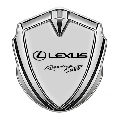 Lexus Metal Domed Emblem Silver Moon Grey Racing Logo Edition
