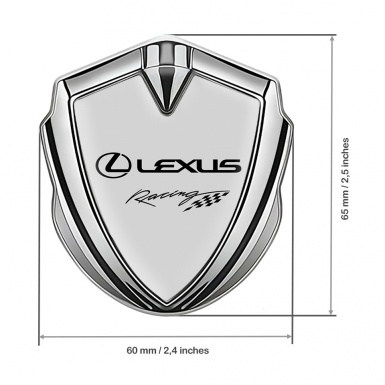 Lexus Metal Domed Emblem Silver Moon Grey Racing Logo Edition