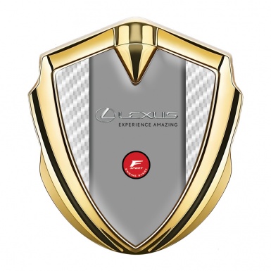 Lexus Fender Emblem Badge Gold White Carbon F Sport Edition