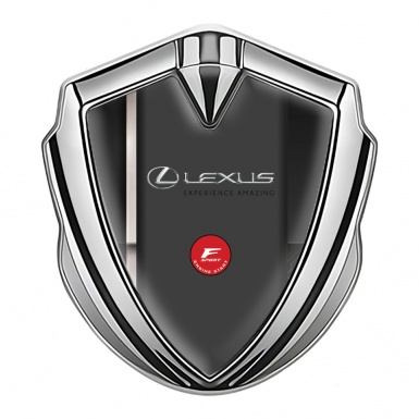 Lexus 3d Emblem Badge Silver White Racing Stripe F Sport Logo Design