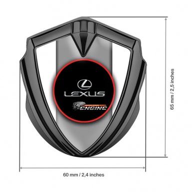 Lexus Badge Self Adhesive Graphite White Base Red Ring Chrome Logo