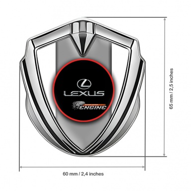 Lexus Badge Self Adhesive Silver White Base Red Ring Chrome Logo