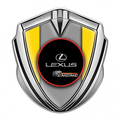 Lexus Fender Emblem Badge Silver Yellow Base Red Ring Chrome Logo