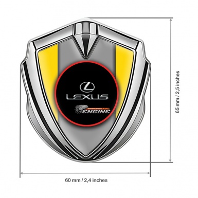 Lexus Fender Emblem Badge Silver Yellow Base Red Ring Chrome Logo