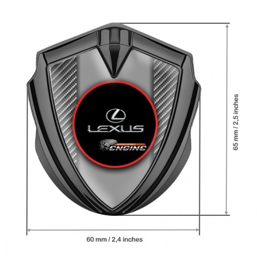 Lexus Emblem Self Adhesive Graphite Light Carbon Red Ring Chrome Logo