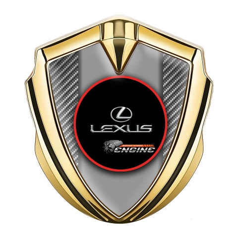 Lexus Emblem Self Adhesive Gold Light Carbon Red Ring Chrome Logo