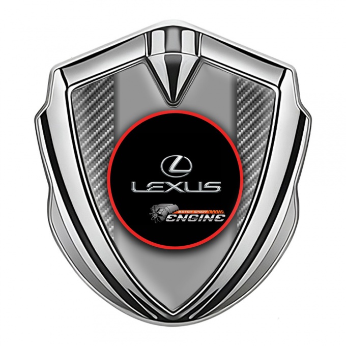 Lexus Emblem Self Adhesive Silver Light Carbon Red Ring Chrome Logo