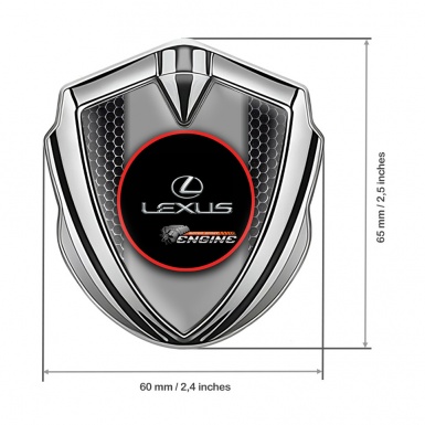 Lexus Metal Emblem Badge Silver Dark Mesh Red Ring Chrome Logo