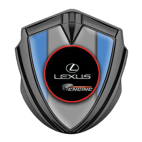 Lexus Domed Emblem Badge Graphite Ice Blue Red Ring Chrome Logo