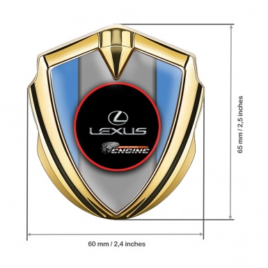 Lexus Domed Emblem Badge Gold Ice Blue Red Ring Chrome Logo
