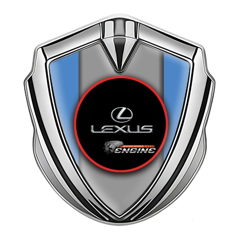 Lexus Domed Emblem Badge Silver Ice Blue Red Ring Chrome Logo
