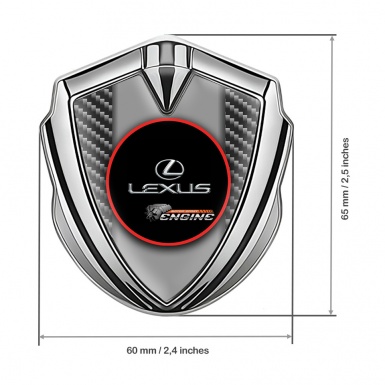 Lexus Emblem Metal Badge Silver Dark Carbon Red Ring Chrome Logo