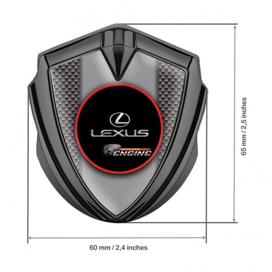 Lexus Silicon Emblem Badge Graphite Grey Carbon Red Ring Chrome Logo