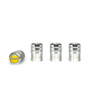 Rays Valve Caps Aluminum 4 pcs Yellow Silicone Sticker Navy Logo