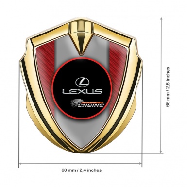 Lexus Metal Domed Emblem Gold Red Carbon Red Ring Chrome Logo