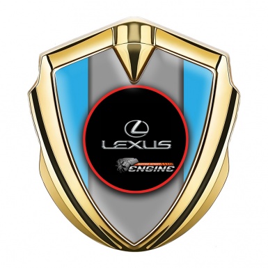Lexus Emblem Fender Badge Gold Light Blue Red Ring Chrome Logo