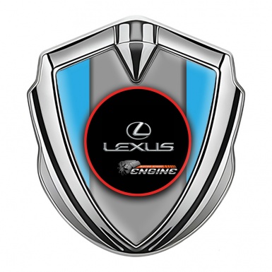Lexus Emblem Fender Badge Silver Light Blue Red Ring Chrome Logo