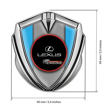 Lexus Emblem Fender Badge Silver Light Blue Red Ring Chrome Logo
