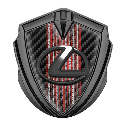 Lexus Emblem Self Adhesive Graphite Black Carbon Red Grunge Effect