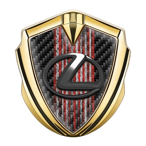 Lexus Emblem Self Adhesive Gold Black Carbon Red Grunge Effect