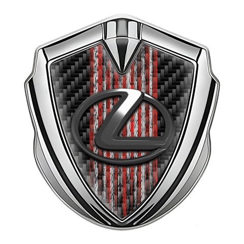 Lexus Emblem Self Adhesive Silver Black Carbon Red Grunge Effect