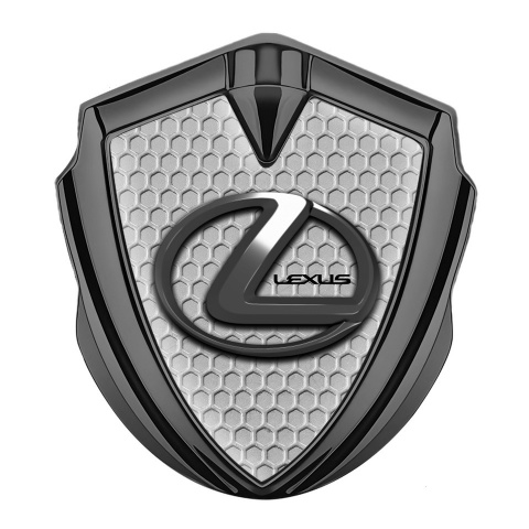Lexus Domed Emblem Badge Graphite Honeycomb Dark Chrome Effect
