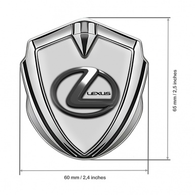 Lexus Emblem Ornament Silver Grey Base Dark Chrome Logo