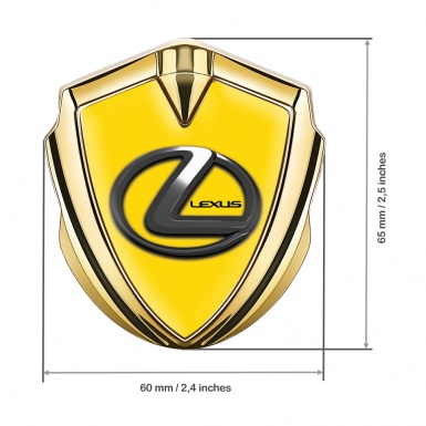 Lexus Emblem Metal Badge Gold Yellow Print Dark Chrome Logo