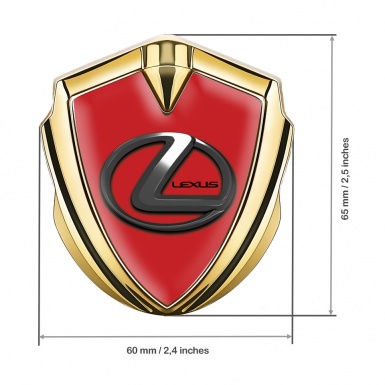 Lexus Emblem Metal Badge Gold Red Print Dark Chrome Logo