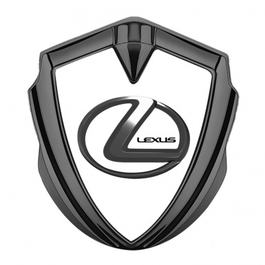 Lexus 3d Emblem Badge Graphite White Print Dark Steel Logo